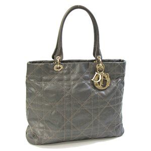 DIOR Gray Leather Tote Bag